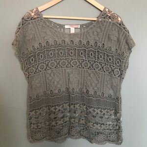 Sage green lace knit top